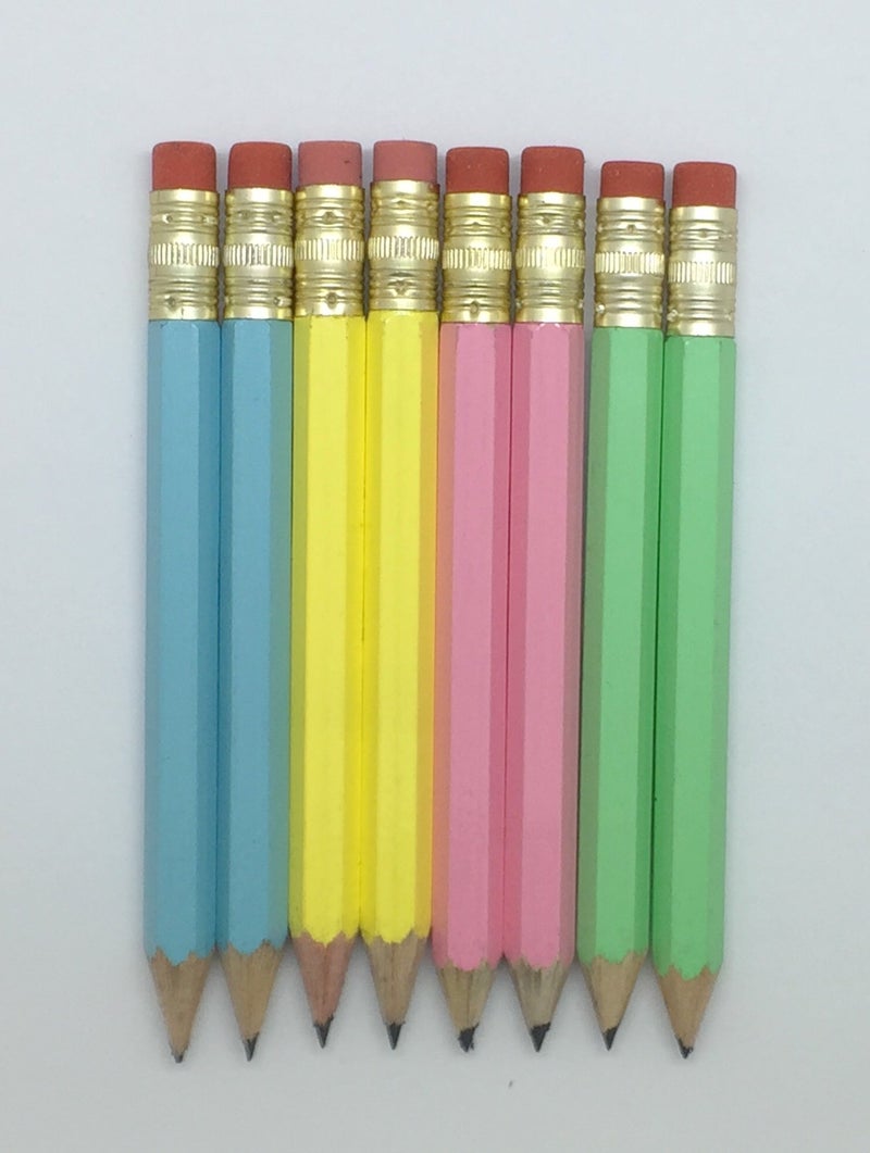 Express Pencils Half Pencils with Eraser - Golf, Pew, Short, Mini - Hexagon, Sharpened, Non Toxic, #2 Pencil, Color - Assorted Pastels, (Box of 48) Golf Pocket Pencils - Image 4